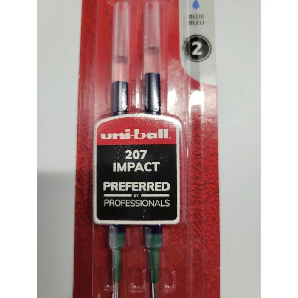 Five NIP Uni-Ball 207 Impact RT Blue Ink Pen Refill 2 Packs 65874PP‎ Bold 1.0MM